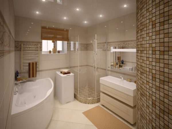 Дизайн ванной с угловой ванной 4 кв м