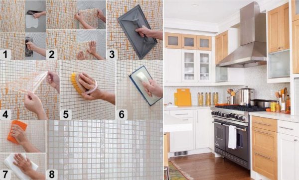 Как положить фартук на кухне своими руками: инструкция с фото и видео