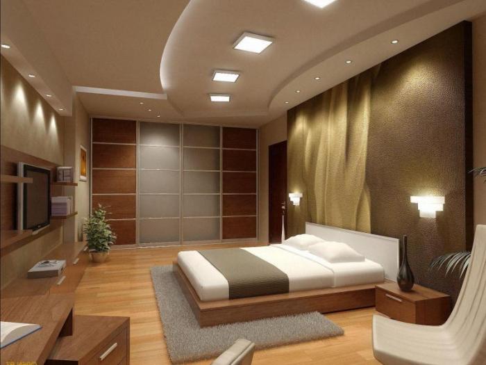 Дизайн натяжного потолка для спальни