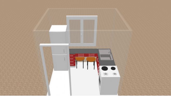 Планировка кухни 5 кв. с холодильником