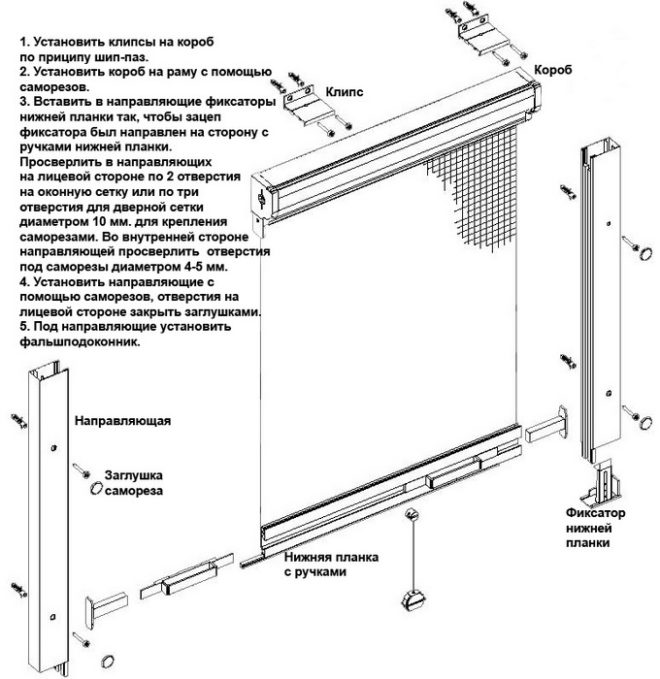 Схема установки москитной сетки на пластиковое окно