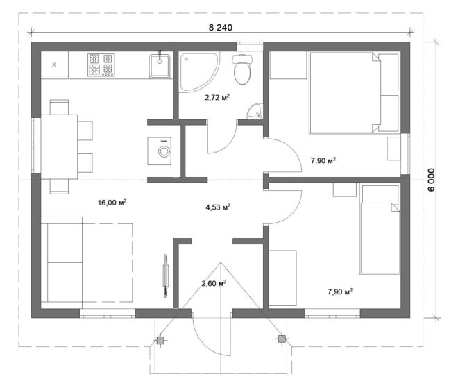 Проекты одноэтажных домов 6х8 с отличной планировкой